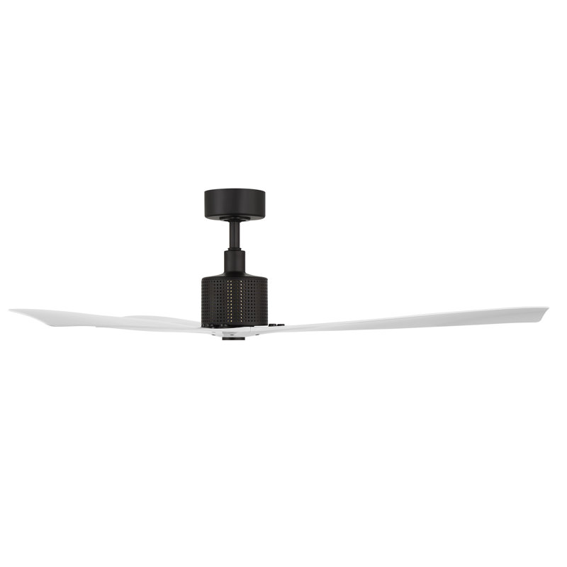 Spinster 60'' Smart Ceiling Fan with LED Light and Bluetooth Remote Control Included, Matte White/Matte Black