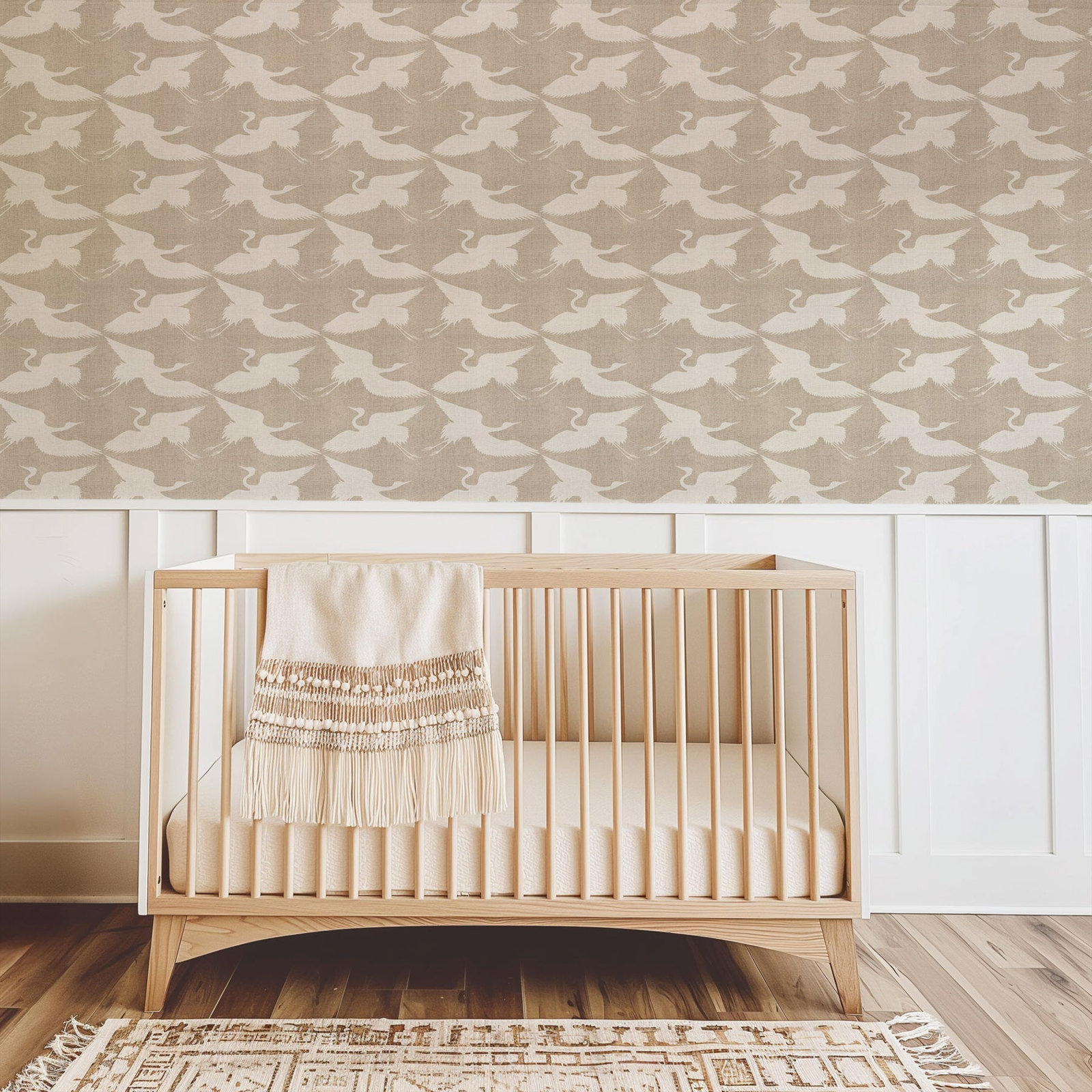 Paper Cranes Self-Adhesive Wallpaper, Raw Linen, Paper, Non-pasted