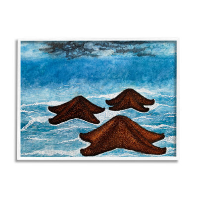 Impression sur cadre en bois aggloméré Aquatic Starfish Floating Water Surface Waves Spla