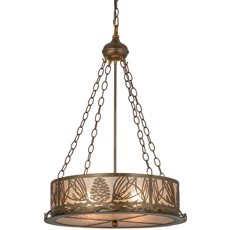 Rustic Lodge 4 - Light Glass Chandelier, Silver, Antique Copper, 35" H x 22" W x 22" D