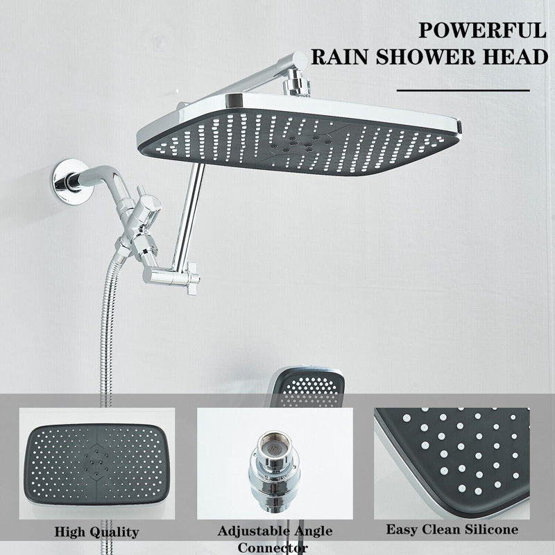 Pomme de douche à main, pommes de douche à haute pression pour pluie / pluie avec jet manuel 3 + 1, Chrome