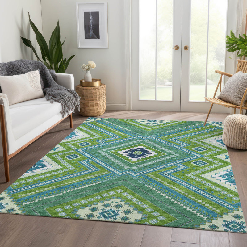 Tapis tribal Premium lavable à la machine Colmenero AMF1010, Rectangle 10 pi x 14 pi