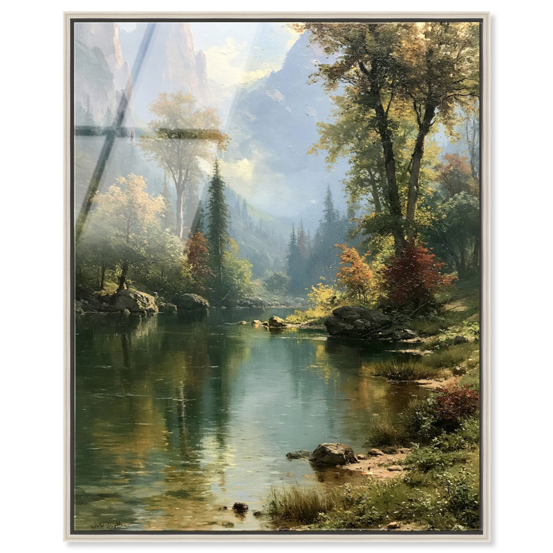 Impression acrylique encadrée Forest Mirror, art mural de ferme par, H 46 po x l 37 po, Cadre argenté