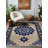 Lila Collection Digital Print Cotton-Polyester Navy Floral Rug-371794885