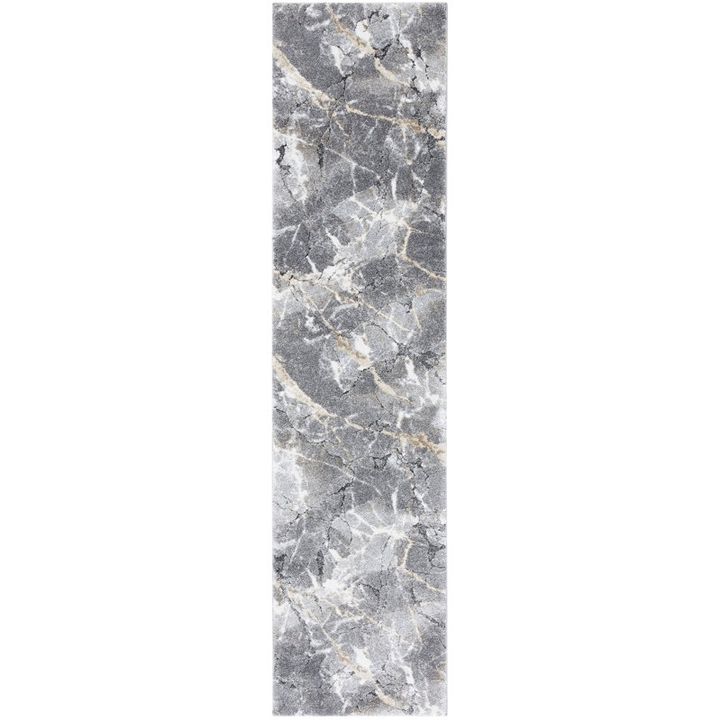 Tapis gris / beige Makenna, Tapis de couloir 2 pi 2 po x 9 pi