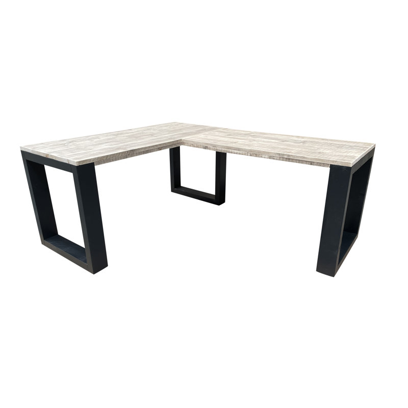 Aghadavy Solid Wood Writing Desk, 75" H x 180" W x 70" D, Black, Light Oak