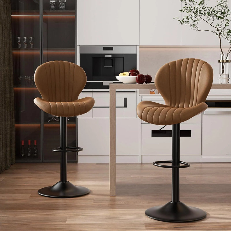 Bar Stools Set of 2 Modern Swivel Bar Chairs, Barstools Counter Height with High Backrest, Easy 3-5 Minute Assembly for Bar, Kitchen, Dining Room