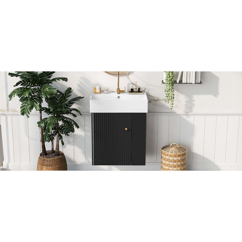 Meuble-lavabo flottant moderne 21,6 po avec lavabo en céramique