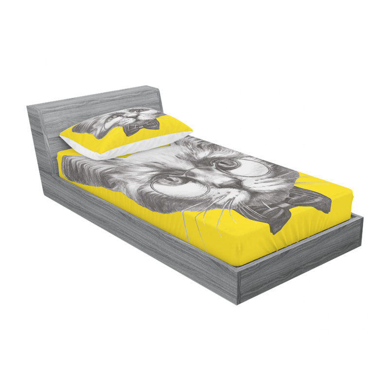 Ensemble de literie pour chat avec verres, Ensemble de draps pour lit simple TG avec drap-hou