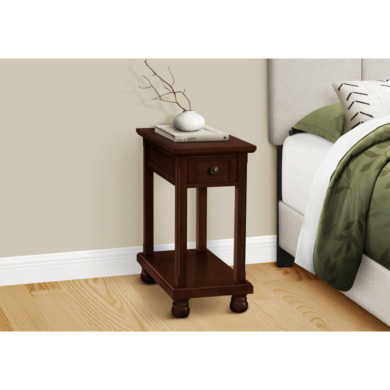 Table de chevet pour chambre à coucher, table de chevet, table d'appoint de style moderne, table de bout étroite avec tablette et tiroir de rangement