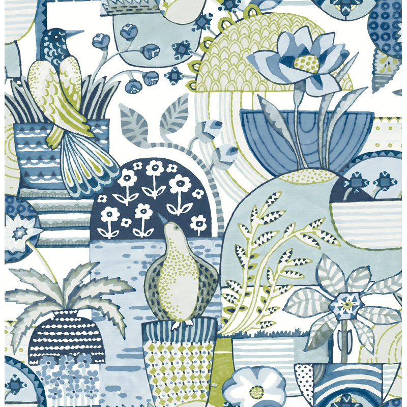 Papier peint adhésif multicolore Avriel, Bleu