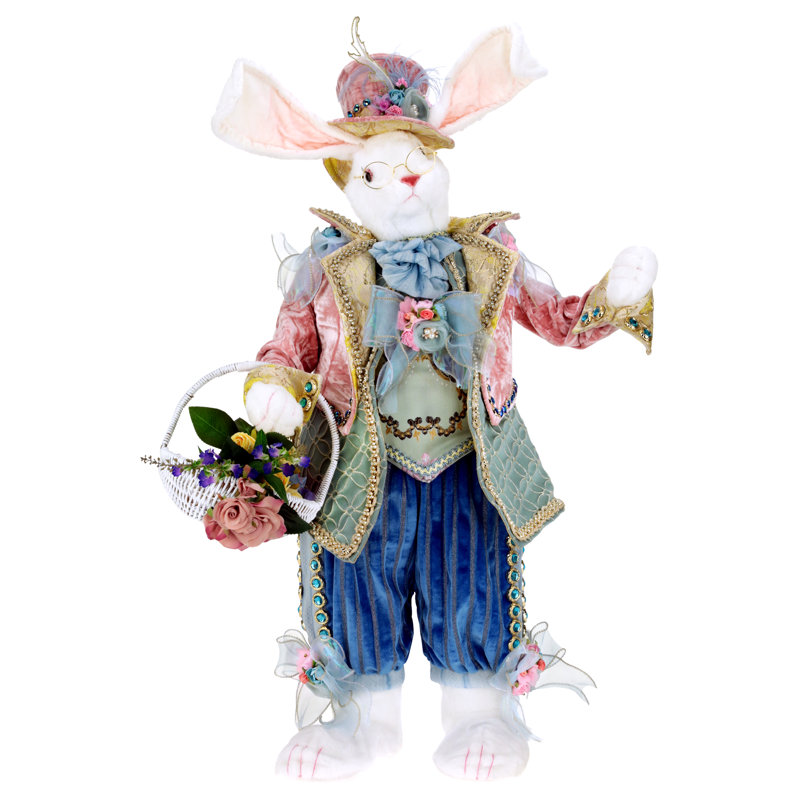Rabbit With Basket And Floral - 33.5 Inches