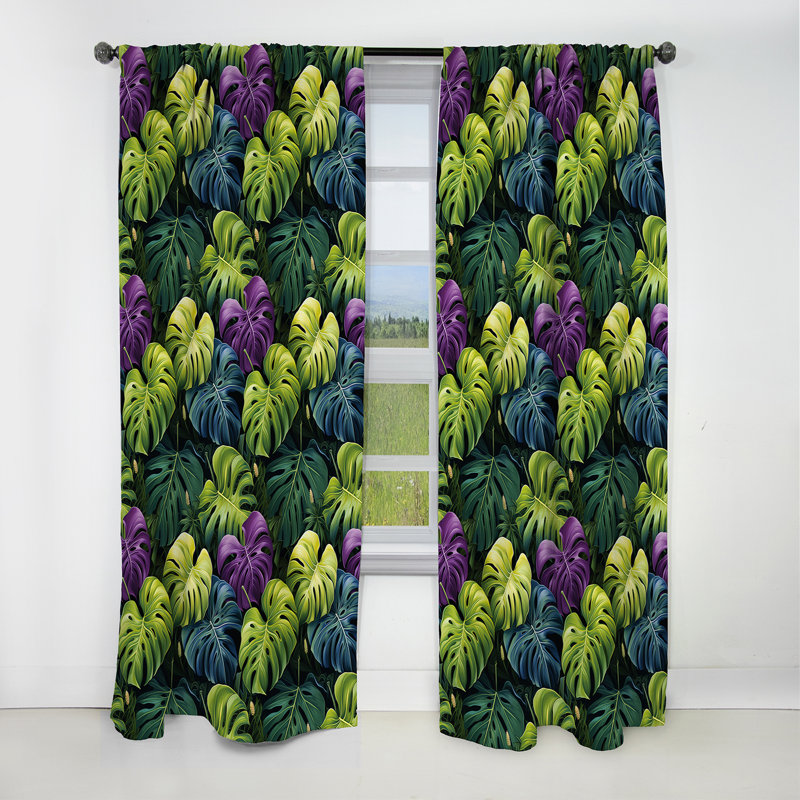 Monstera Enchantment Tropical Motif II - Rideau floral - Rideau occultant - 1 panneaux, L 52 po x L 63 po