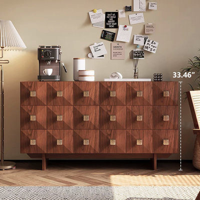 59.06"Simple Retro Brown Solid Wood Six-Drawer Chest