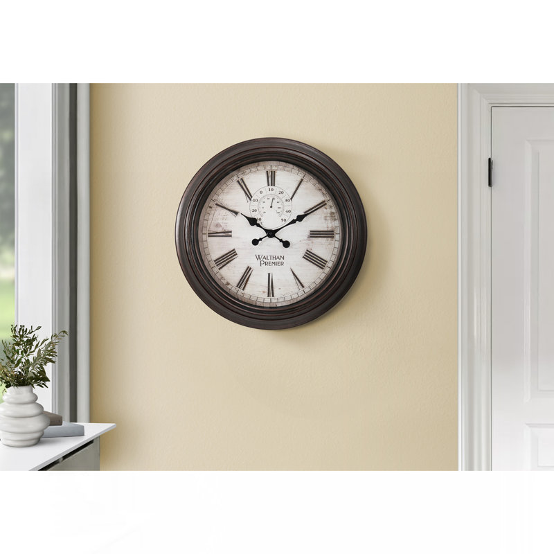 Clocks, 20" Round, Wall Clock, Brown, Transitional
