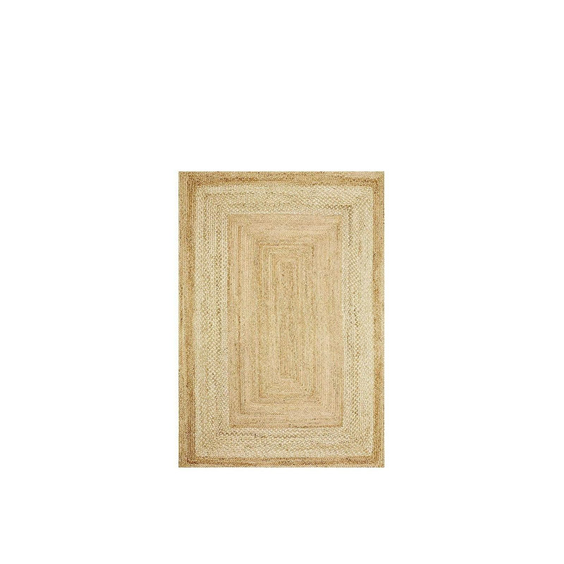 Ariyal Beige Striped Digital Print Cotton Polyester Non-Slip Area Rug, Rectangle 2 pi 7 po x 3 pi 3 po