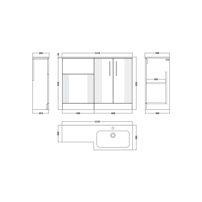 Deco 1105 mm Bathroom Vanity, Satin White