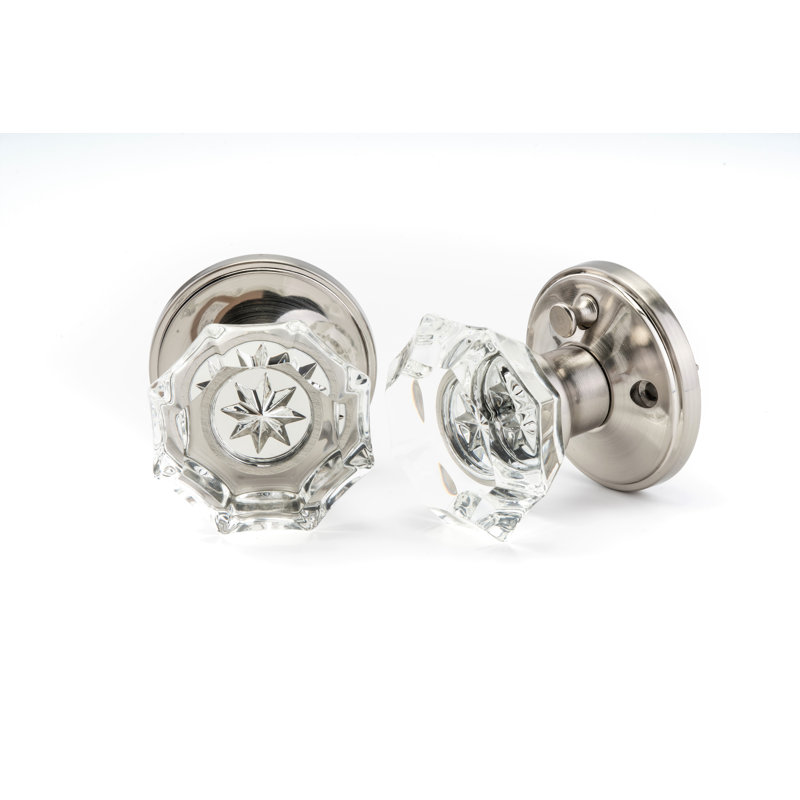 Rosette à boutons de porte de passage en cristal, Nickel satiné