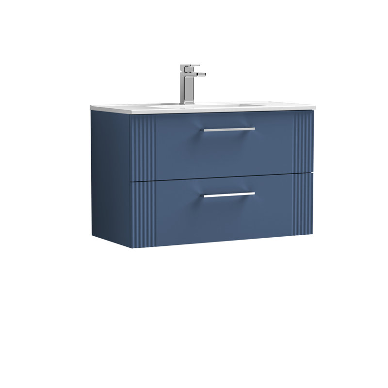 Deco 805mm Single Bathroom Vanity with Integrated Vitreous China Basin, Satin Blue