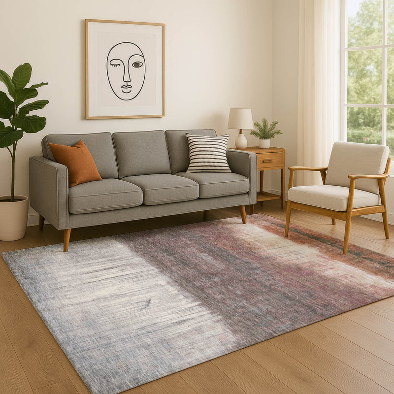 Premium Machine Washable Mayfield Abstract Rug, Paprika, 2'6" x 3'10"