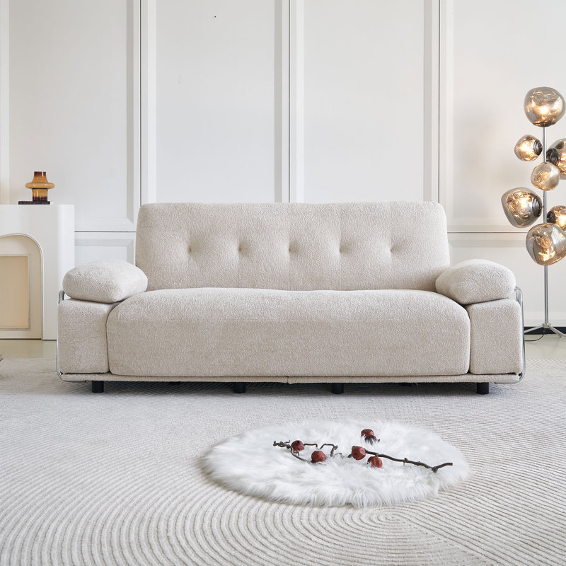 Canapé rembourré de 88,98 po de largeur, coussins de siège à assise profonde de 35,43 po de profondeur, canapé en chenille de 33,8 po de hauteur pour petit salon, appartement