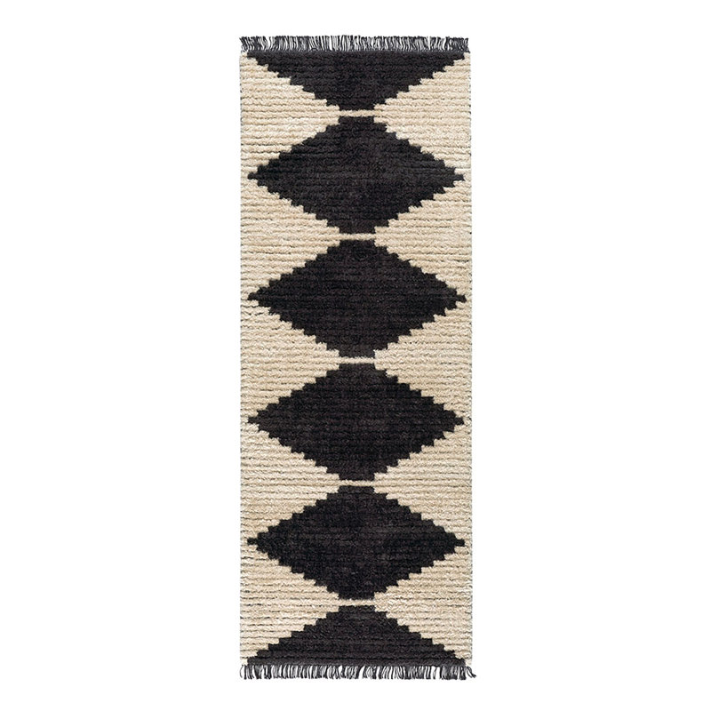 Amanda Black & Ivory Modern Area Rug, Runner 2’7” x 7'