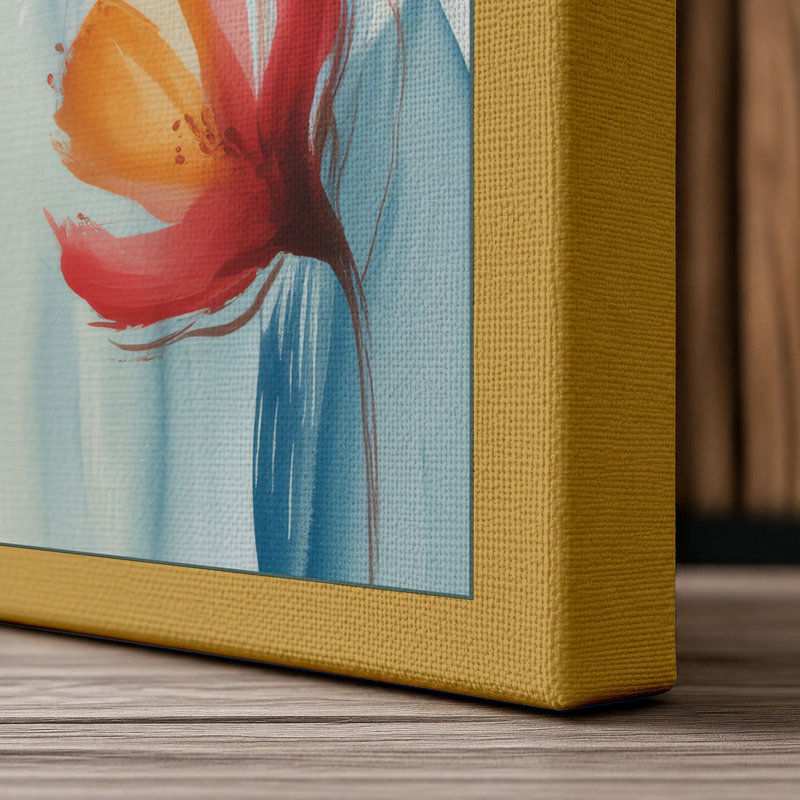 Translucent Florals Botanical - Wrapped Canvas, 36x24 - 91.4 x 61.0 cm, Ochre Border