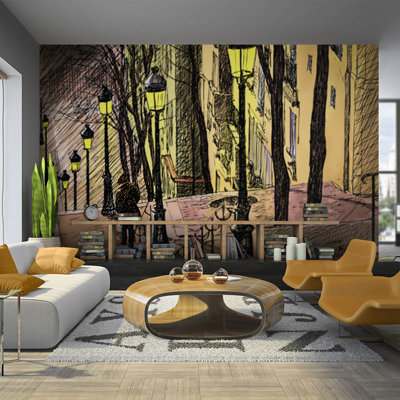 Lonely Walk Through Montmartre Wall Mural