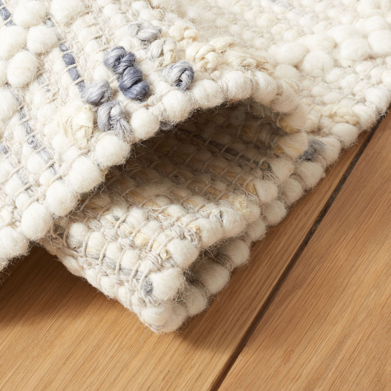 Tapis gris / ivoire en laine, en jute et en coton tissé à la main Hindelang, Carré 6 pi