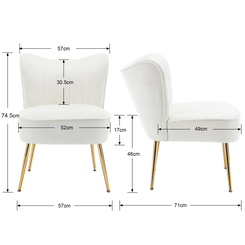 Allyna Modern Velvet Accent Chair Armchair with Metal Legs for Living Room/Bedroom, Beige