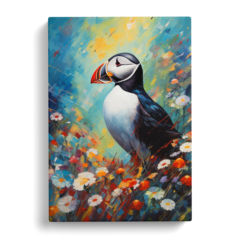 Puffin Expressionism - Wrapped Canvas, 50cm H x 35cm W x 3cm D