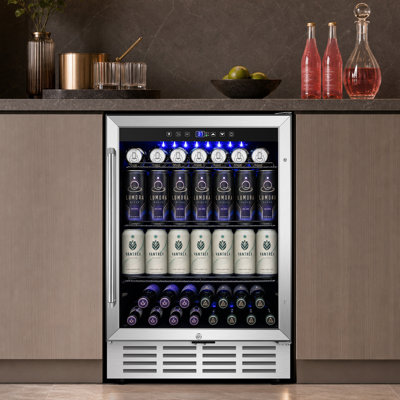 Refroidisseur à boissons 24 pouces autoportant / encastré de 24 pouces - Réfrigérateur de bar domestique silencieux et écoénergétique