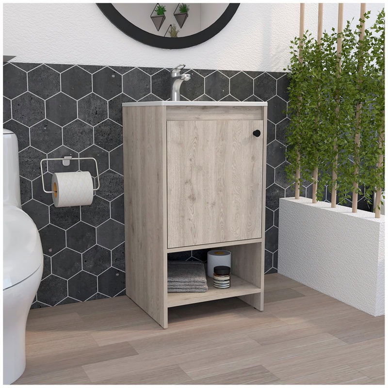 Armoire de meuble-lavabo autoportante à 1 tablette Westbury, Gris clair