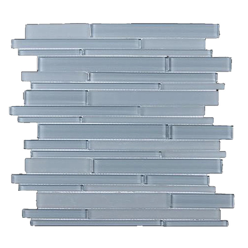 Azure Random Strip 12-In X 12-In Glass Mix Mosaic Wall Tile(1-Sq. Ft/ Piece), Blue
