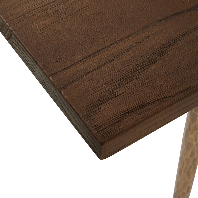 Table de salle à manger en bois massif avec pieds en métal, Noyer