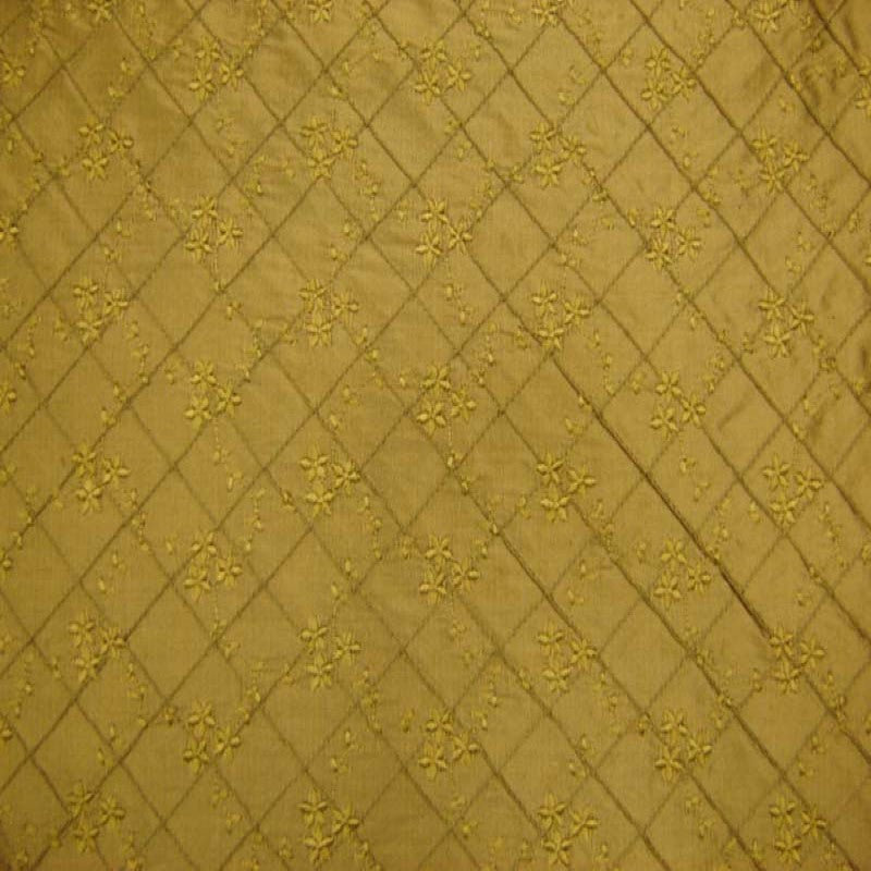 Orissa Fabric | Small Diamond Floral Embroidered Silk Fabric | Drapery & Curtain Fabric, Bronze