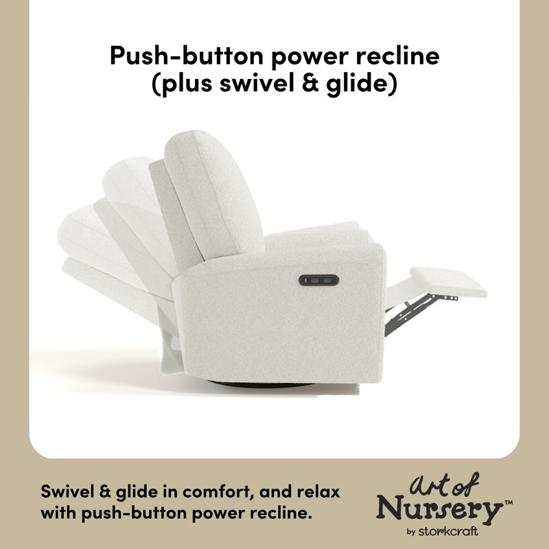 Sorrento Deluxe Power Recliner Swivel Glider, Ivory Boucle