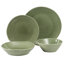 Bloomhouse Montecito Breeze 16 Piece (Service for 4) Double Plates and Bowls Stoneware Reactive Glaze Dinnerware Set - Laguna Dawn-2105447728