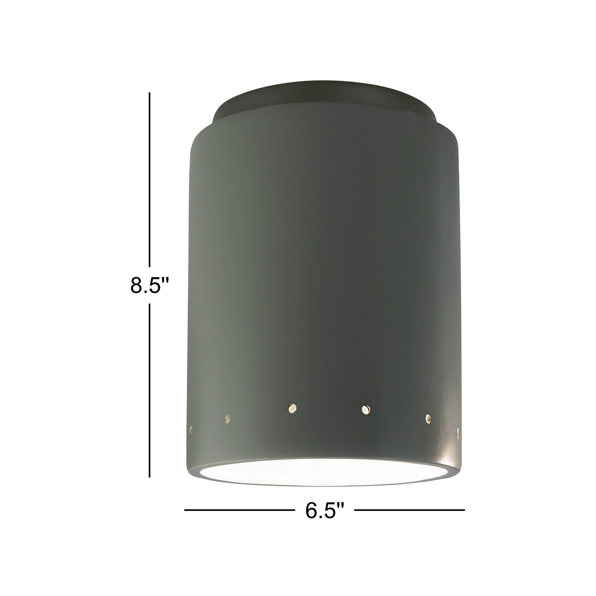 Dieterich Radiance - Cylinder w/ Perfs Flush-Mount, LED (Integrated), Pewter Green