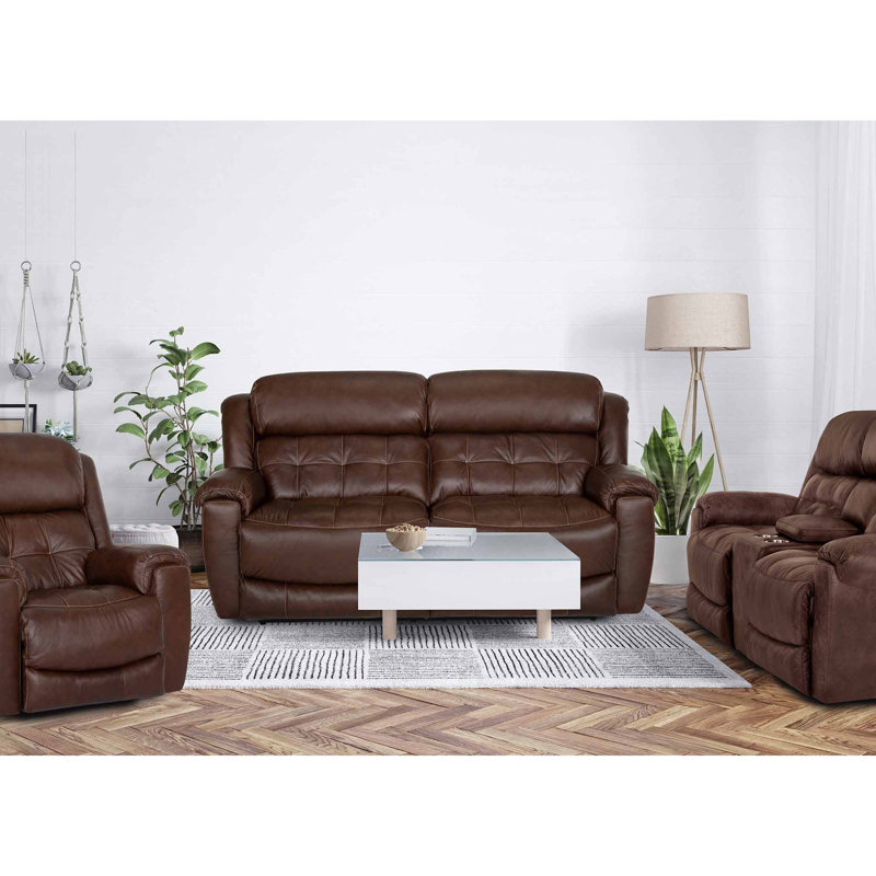 Fauteuil inclinable et berçant en cuir Mahaz, Brun