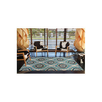 Tapis bleu tissé lavable à la machine