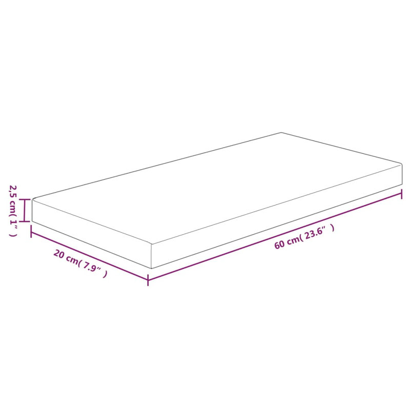 Kazuye Oak Solid Wood Floating Shelf, 2.5cm H x 60cm W x 20cm D