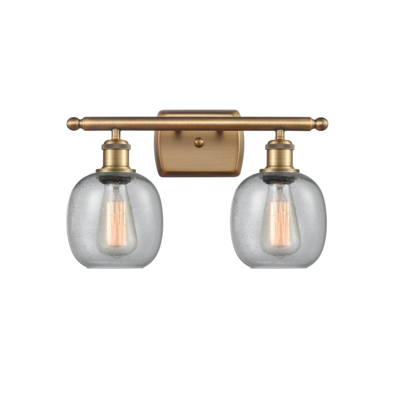 Éclairage de salle de bain à intensité variable 2 lumières Carlucci, Ampoule incandescente rétro de 60 watts, Laiton brossé