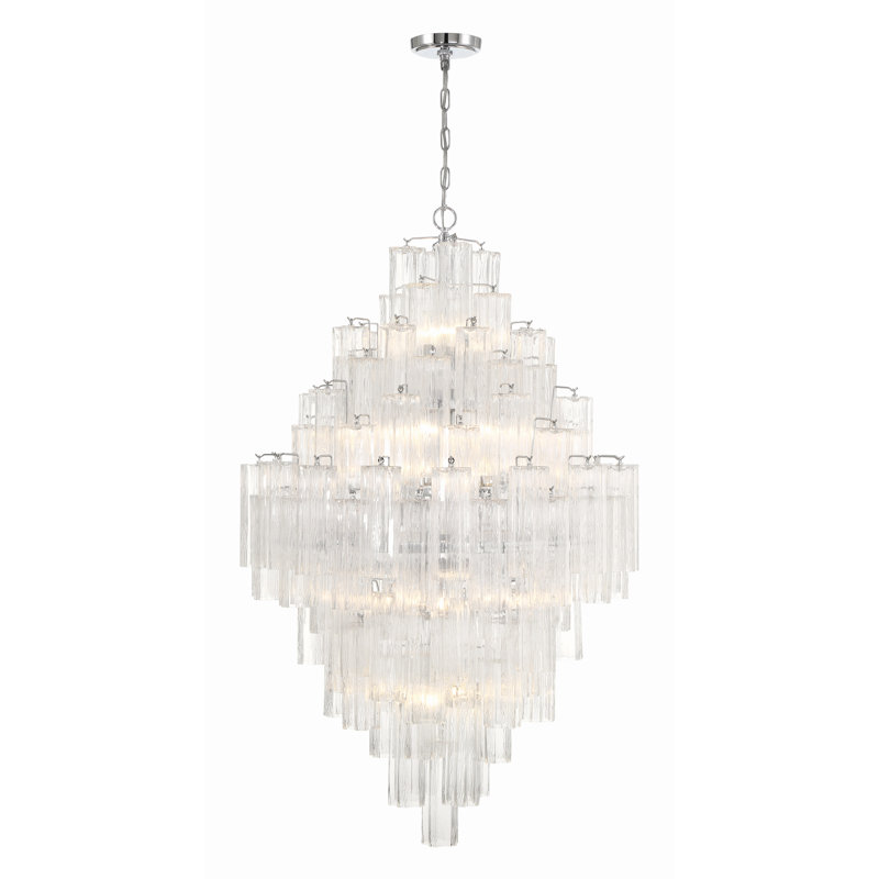 Lustre gradué à gradins à 20 lumières Quinzio, Chrome poli