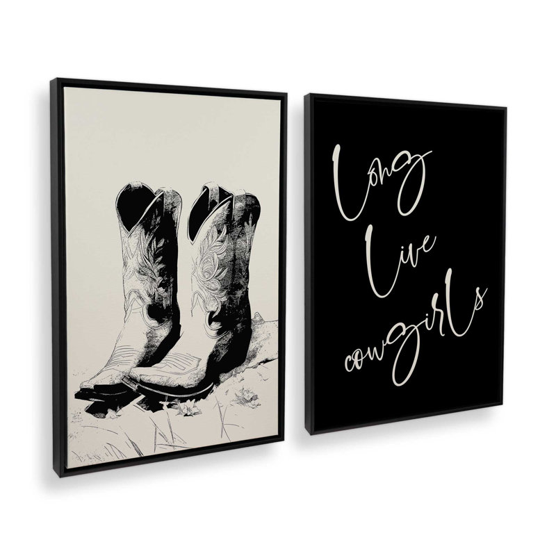 Vive l'ensemble de 2 Cowgirls, Cadre flottant noir satiné, H 30 po x l 42 po