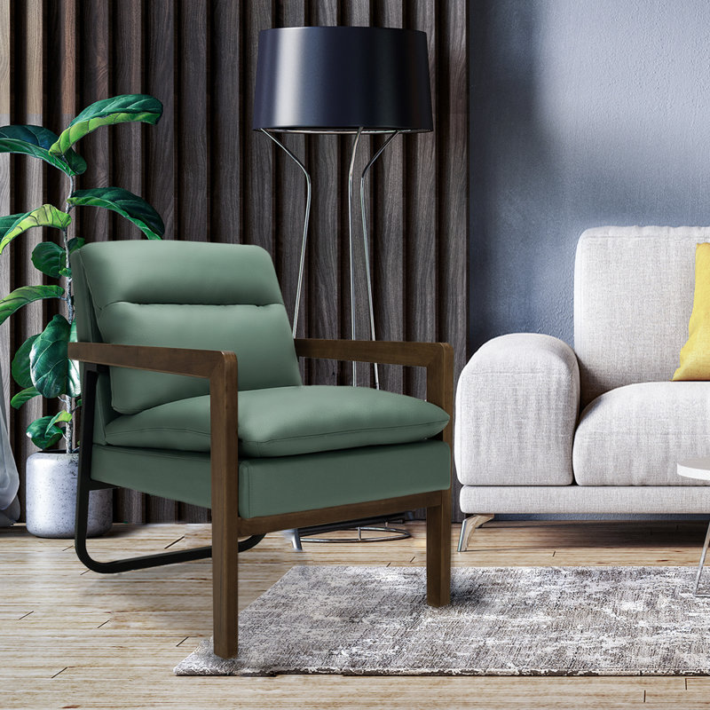 Dentrell Faux Leather Armchair, Yellow Faux Leather
