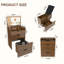 Bureau de coiffeuse 3 en 1 avec miroir éclairé et tabouret, table de maquillage à plateau rabattable, rangement compact pour la chambre et la salle de bain-779601279