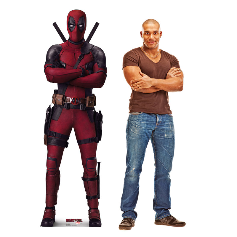 Life-Size Red and Black Cardboard Deadpool Cutout