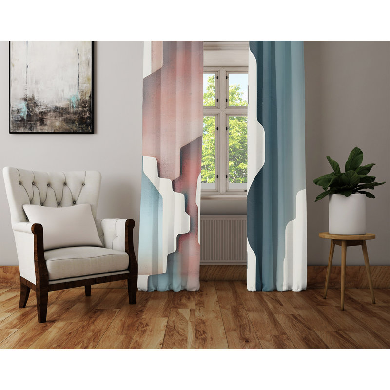 Paire de rideaux semi-transparents en polyester Alfonsine, L 20 po x L 61 po