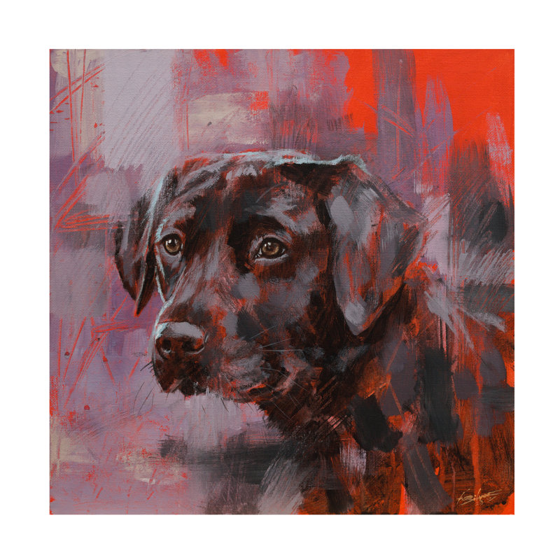 Art sur toile, Labrador noir, Labrador noir, H 14 po x l 14 po